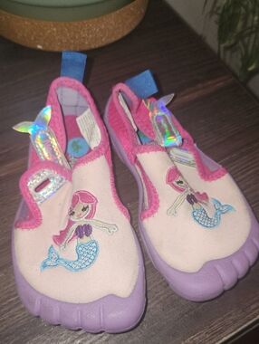 Girls' Pink & Purple Mermaid Water Shoes - Slip-On Swim Shoes